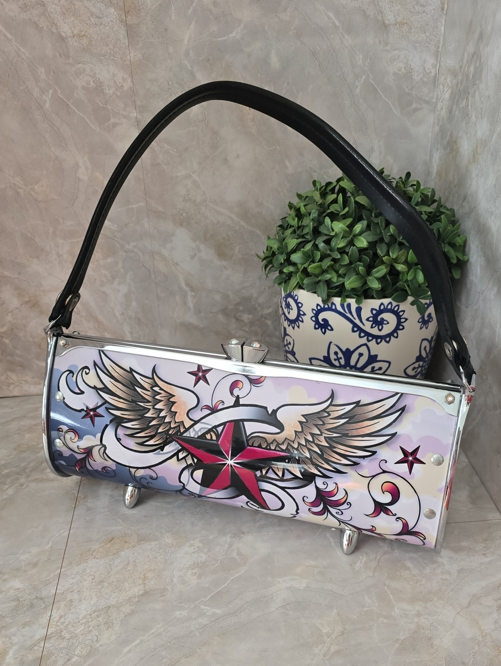 Little Earth RoadFlair Cylinder Barrel Bag Tattoo "True Love" Swarovsky Crystals